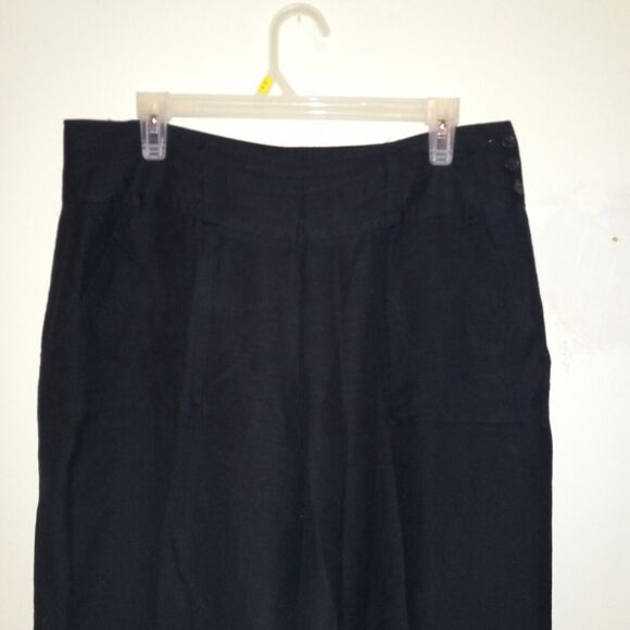 Larry Levine Size 14 Linen Blend Wide Leg Dress Pants-Pockets-High Rise- - Picture 2 of 8